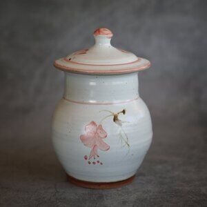 Glenshee Pottery Lidded Jar with Pink Floral Pattern